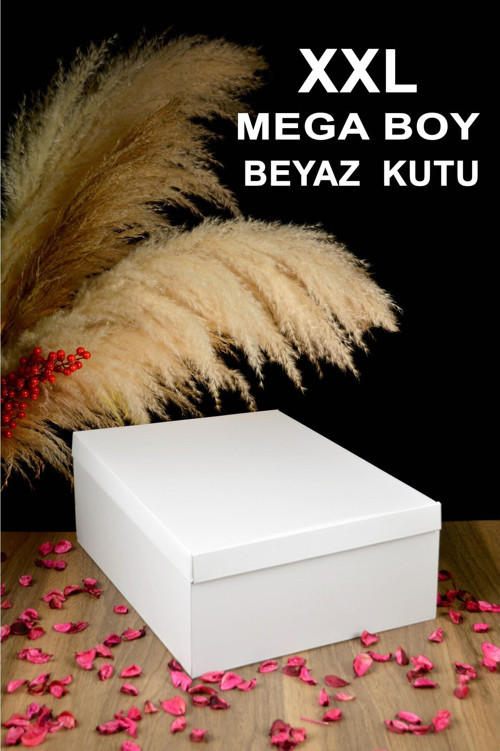 Hediye Kutusu Beyaz Bohça Nişan Çeyiz Söz Düğün Xl Mega Boyut