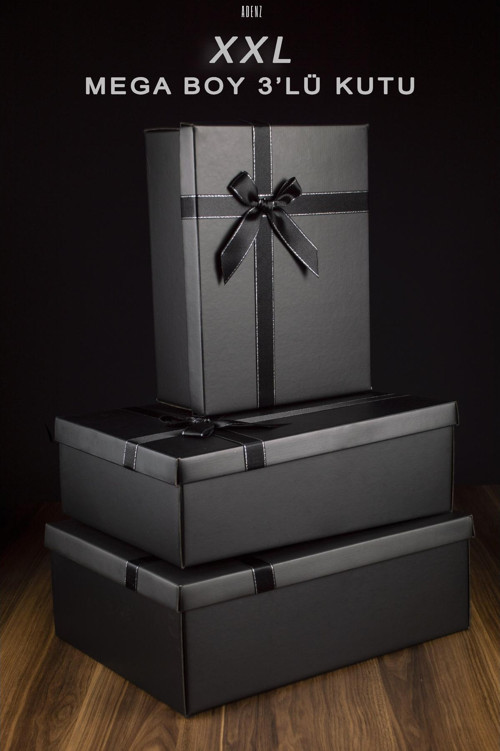 Hediye Bohça Çeyiz Kutusu 3'Lü Set- Gümüş Simli Saten Kurdeleli