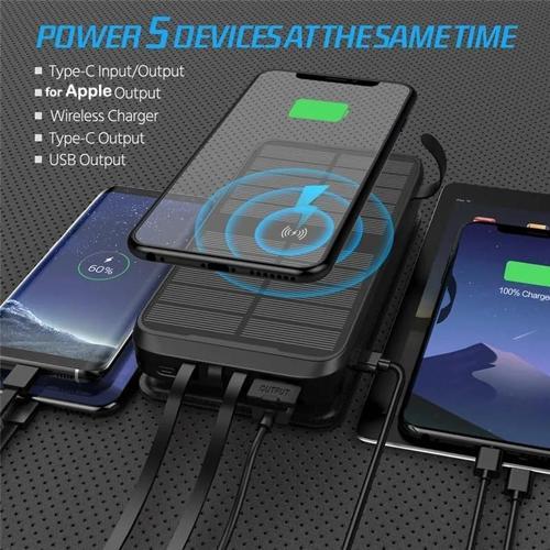 Güneş Enerjili Wireless Özellikli 32000 mAh  Solar Powerbank 4 Solar Panel