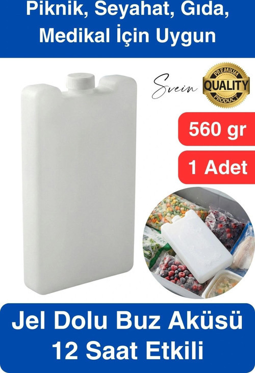 12 Saat Süreli 560 gr Jel Dolu Buz Aküsü Plastik Soğuk Zincir Gıda Yiyecek Uzun Süre Koruma 1 Adet