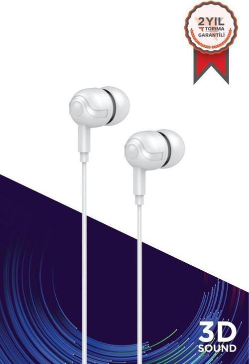 H10 Mikrofonlu Stereo Kulakiçi Kablolu Kulaklık Beyaz