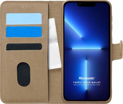 Appple iPhone 13 Pro Max Kılıf Fabric Book Wallet Gold