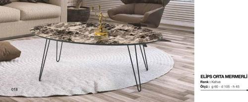 Orta sehpa 18243 OSM ELİPS Metal V ayak Ahşap tabla El Yapım