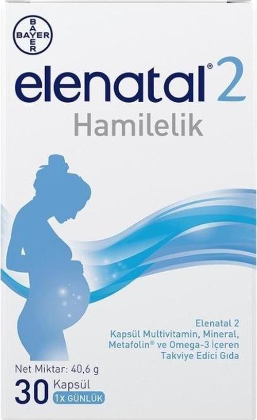Elenatal2 Multivitamin, Mineral, Metafolin ve Omega3 İçeren Takviye Edici Gıda 30 Kapsül