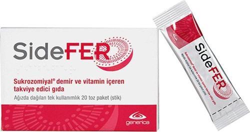 Sidefer Sukrozomiyal Demir Ve Vitamin İçeren Takviye Edici Gıda 20 Toz Paket (Stik)