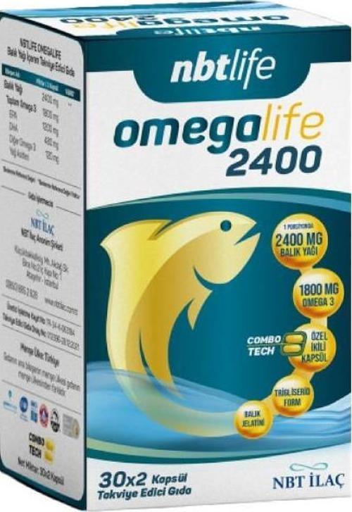 Omegalife 2400 Balık Yağı İçeren Takviye Edici Gıda 30X2 Kapsül