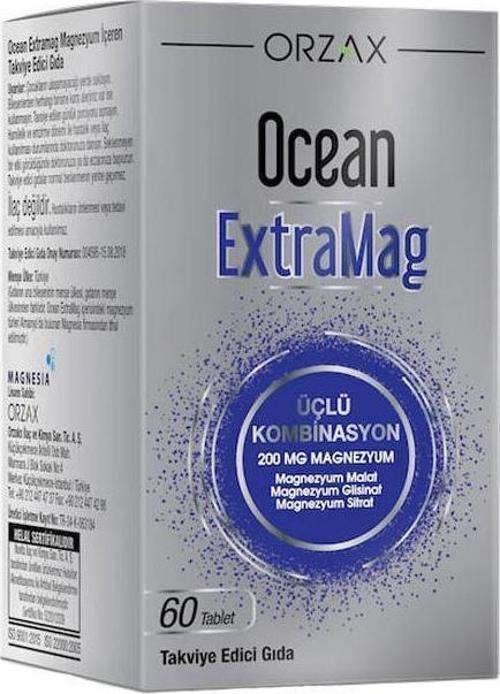 Ocean ExtraMag Üçlü Kombinasyon Takviye Edici Gıda 60 Tablet