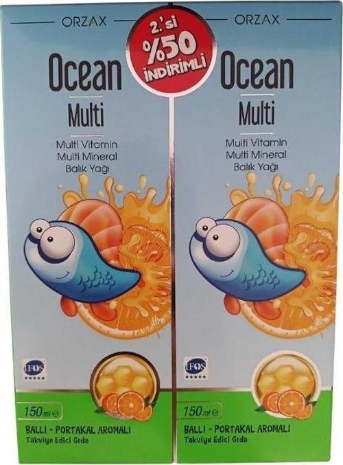 Ocean Multi Balık Yağı İçeren Bal Ve Portakal Aromalı  Takviye Edici Gıda 2’li Avantaj Paketi