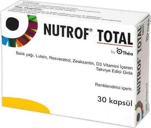 Nutrof Total Balık Yağı, Lutein, Zeaksantin Ve Multivitamin İçeren Takviye Edici Gıda 30 Kapsül