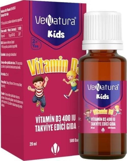 Kids Vitamin D3 400IU Takviye Edici Gıda 500 Damla 20ml