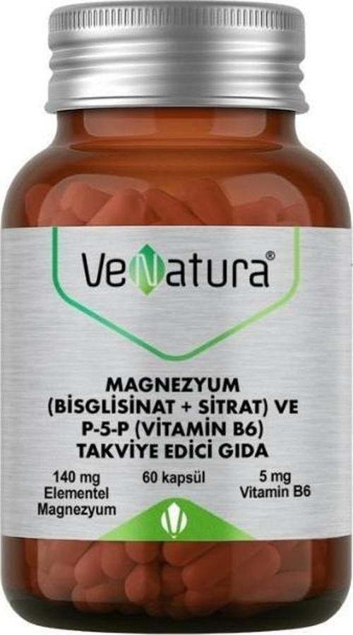 Magnezyum (Bisglisinat+Sitrat) Ve P-5-P (Vitamin B6) İçeren Takviye Edici Gıda 60 Kapsül
