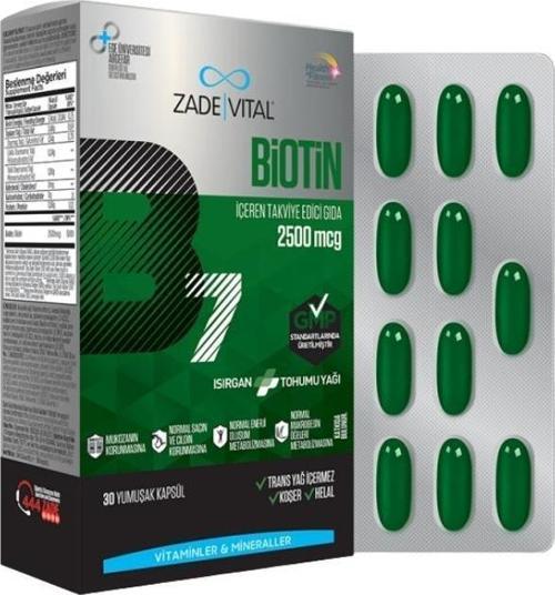 Biotin B7 Vitamini İçeren Takviye Edici Gıda 2500mcg 30 Yumuşak Kapsül