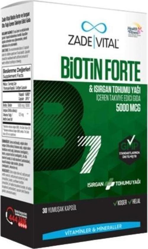 Biotin Forte Isırgan Tohumu Yağı İçeren Takviye Edici Gıda 5000mcg 30 Kapsül