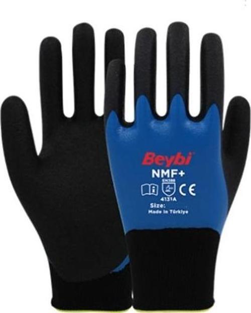 Nmf+ 9Beden Double Mikro Köpük Tam Nitril Kaplı Polyester Örgü Eldiven (12 Çift)