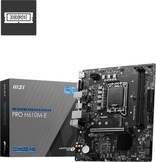 Mb Pro H610M-E Soket 1700 Ddr5 5600Mhz(Oc) Hdmi Vga M.2 Usb3.2 1X 1G Lan Matx Intel Anakart
