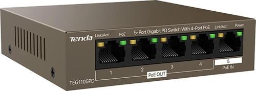 Teg1105Pd 5 Port 4 Port Poe+ 1 Port Poe+ İn 10-100-1000 Switch Hub Çelik Kasa Rack Mount