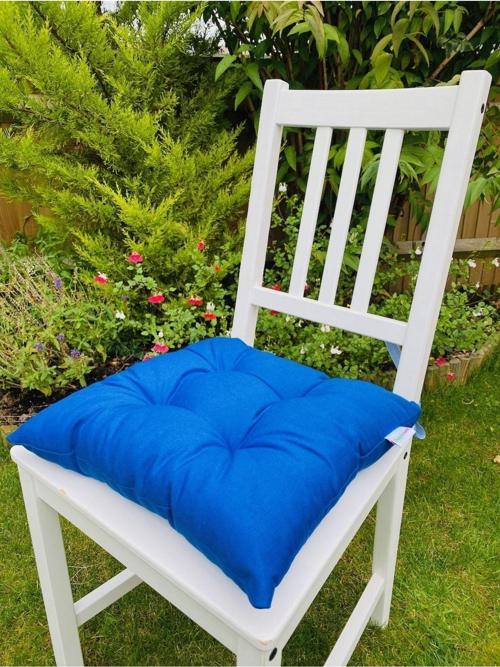 2'li Kombin Kare Sandalye Minderi Sırt Dayamalı Mavi Minder Mutfak Sandalye Minderleri 40x40 cm