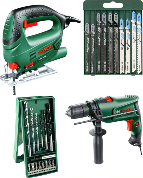 Easyimpact 600 Darbeli Matkap , PST 650 Dekupaj Testere ve 25 Parça Aksesuar Seti