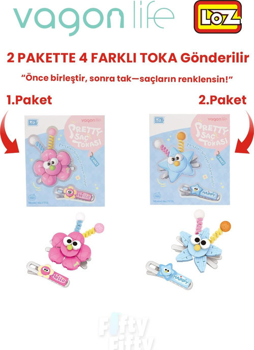 4'lü Saç Toka Seti Önce Birleştir,Sonra Tak (2 Paket 4 Adet Gönderilir) Yapı Toka Seti FF