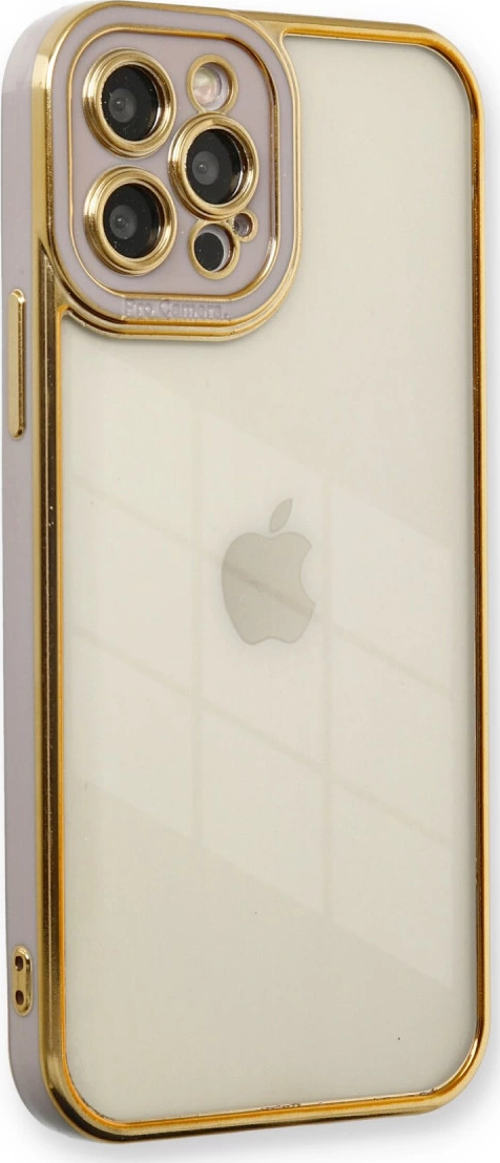 İphone 12 Kılıf Liva Lens Silikon - Lila