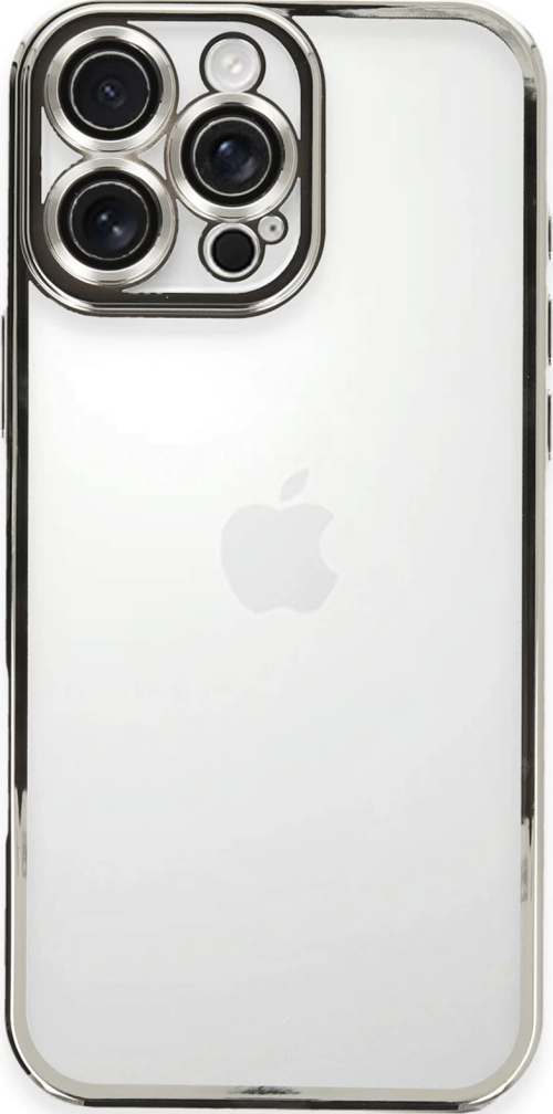 İphone 16 Kılıf Lensli Silikon - Gümüş