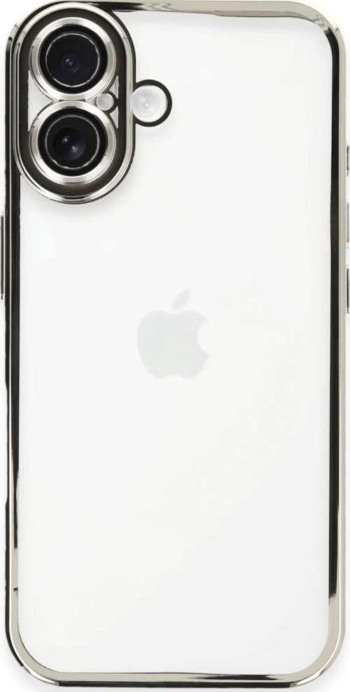 İphone 16 Kılıf Lensli Silikon - Gümüş