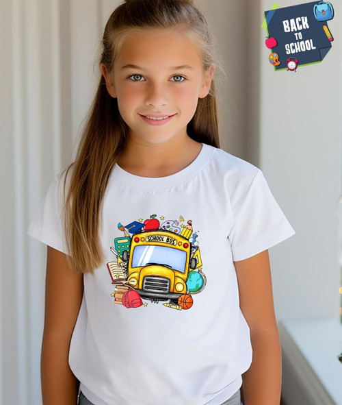 Back To School Baskılı Unisex Çocuk Tişört-Okula Dönüş Baskılı Çocuk Tişört