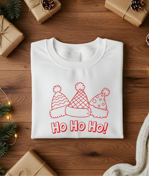 Ho Ho Ho Baskılı Yılbaşı Tişörtü,Noel Hediyesi,Aile Kombin Tişört(Kombin Yapmak İçin Ürün Ekleyiniz)