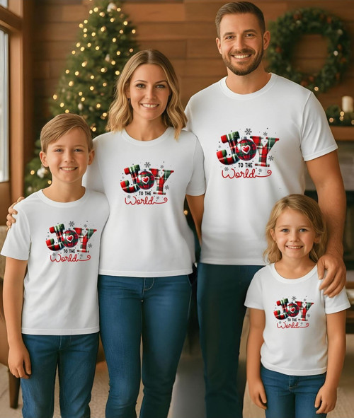 Joy Baskılı Christmas Temalı Tişört-Aile Kombin Tişört(Kombin Yapmak İçin Ürün Ekleyiniz)