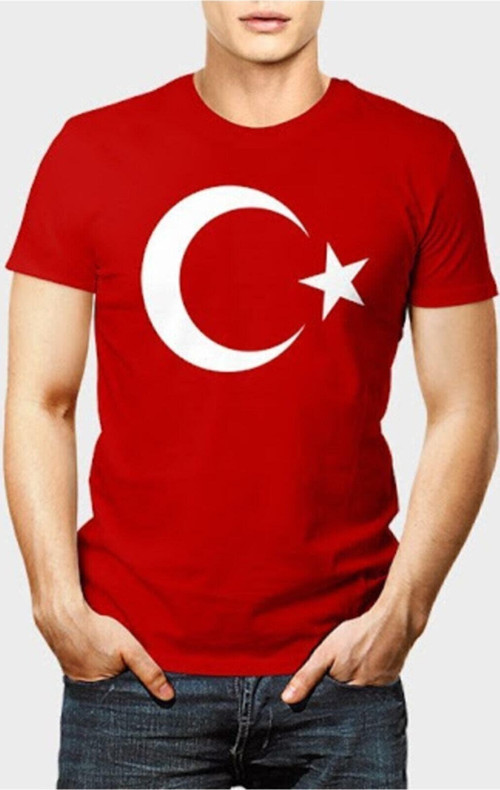 Unisex Kırmızı Türk Bayraklı T-Shirt