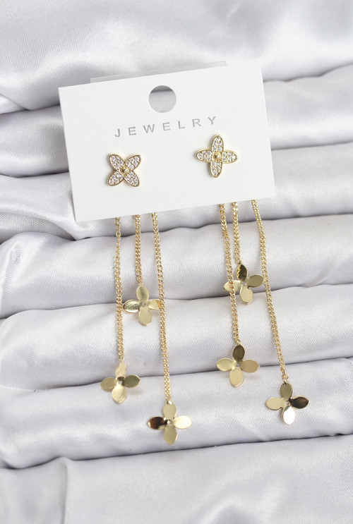 Lotus Model Gold Renk Pirinç Sallantılı Kadın Küpe - EBJ251219W38744