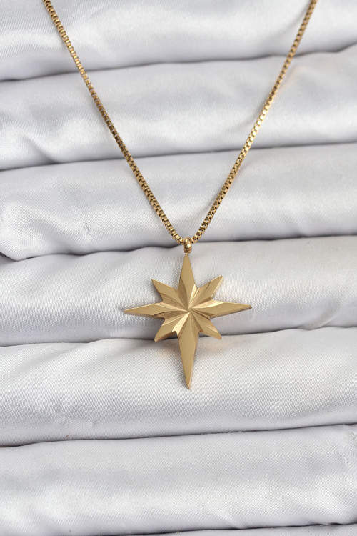 Zincir Gold Renk Kutup Yıldızı Model 60 cm Zincir Kadın Kolye - EBJ251219W38761