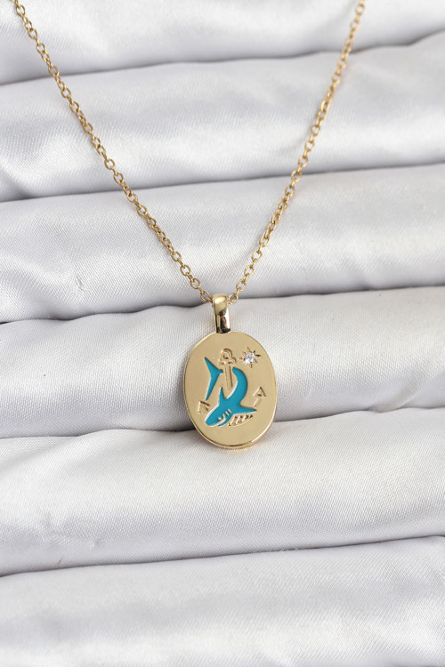 Zincir Gold Renk Shark Figür Kadın Kolye - EBJ251219W38755
