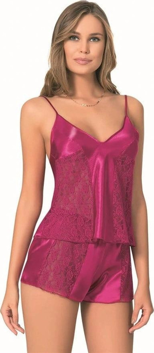 ÖZEL TASARIM VİŞNE SATEN BABYDOLL ŞORT TAKIMI