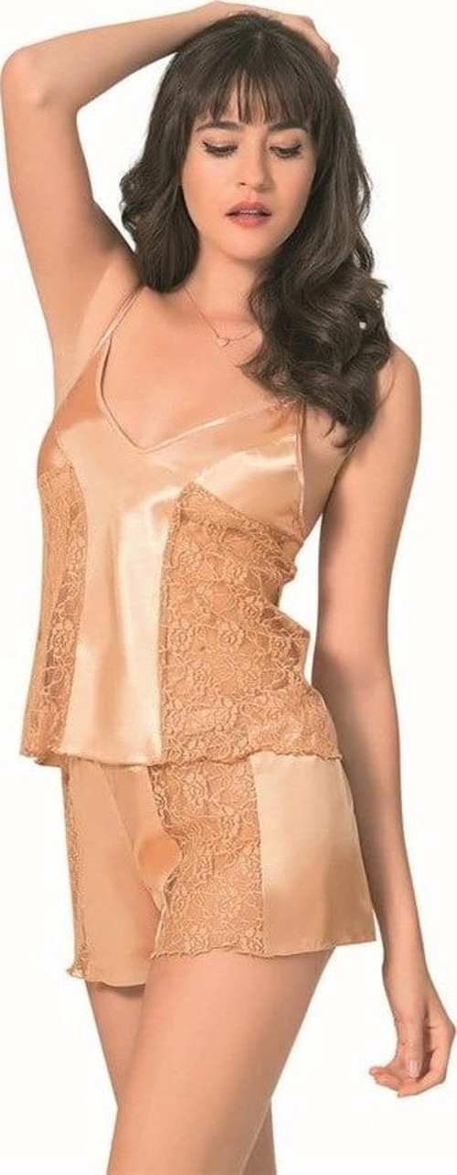 ÖZEL TASARIM GOLD SATEN BABYDOLL ŞORT TAKIMI