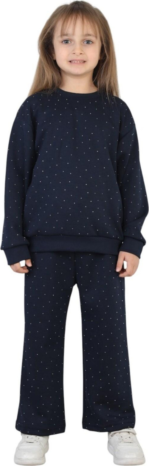 Kız Çocuk Taşlı Pijama Takımı Rahat Kalıp Günlük-Casual Takım İkili Takım