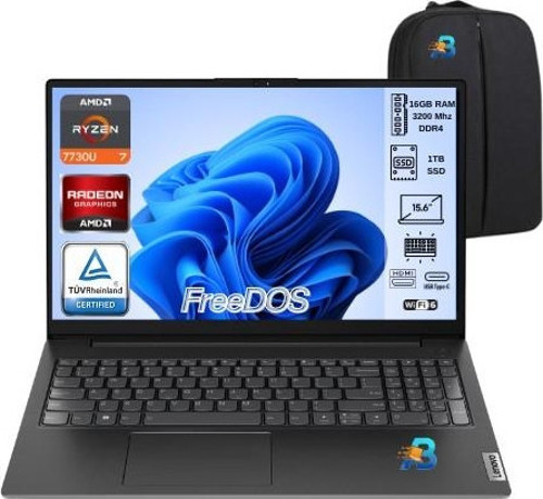 V15 G4 Amd Ryzen 7 7730U 16 GB Ram 1tb SSD 15.6" Fhd Freedos 82YY0012TR Dizüstü Taşınabilir Bilgisayar Asbertech Çanta