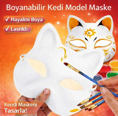 Boyanabilir Kedi Model Maske – Kendi Tasarımını Oluştur