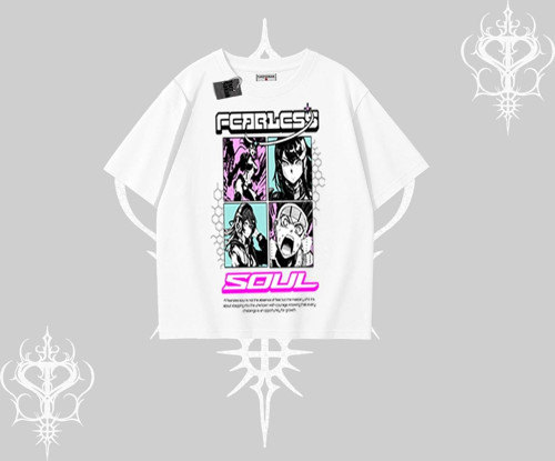 Oversize Tshirt Fearless Soul Anime Kolaj Baskılı