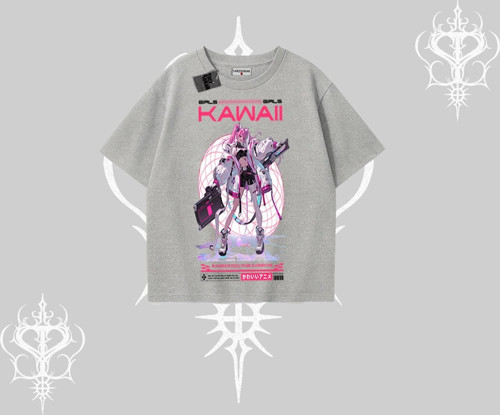 Oversize Tshirt Kawaii Cyberpunk Kız Japon Stil Baskı