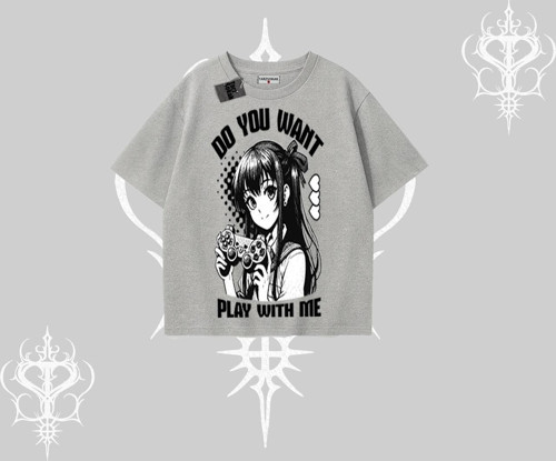 Oversize Tshirt Do You Want Play With Me Anime Kız Baskılı