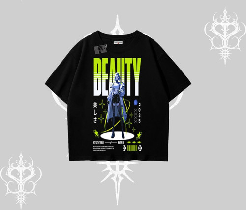 Oversize Tshirt Anime Unity Neon Detaylı Grafik Baskılı
