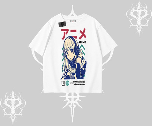 Oversize Tshirt Anime Kız Desenli Japon Tarzı