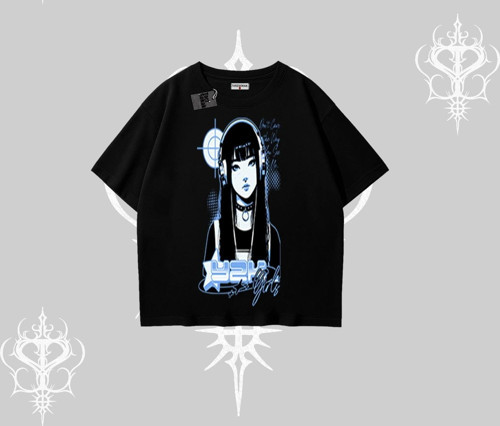 Oversize Tshirt Cyber Y2K Anime Girl Street Sound Aesthetic