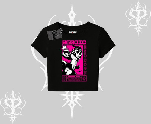 Babby Tee Tshirt Heroic Anime Girl Japon Stil Grafik Baskılı