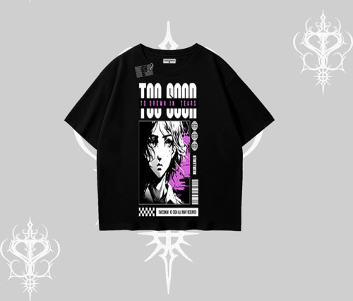 Oversize Tshirt Too Good Anime Girl Grafik Baskılı