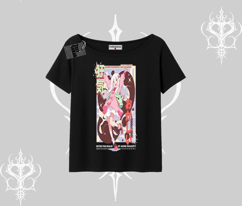 Kayık Yaka Tshirt Madness Unleashed Anime Girl Baskılı