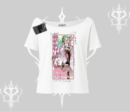 Kayık Yaka Tshirt Anime Kawaii Japon Kız Desenli