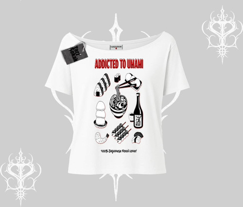 Kayık Yaka Tshirt Japon Mutfağı Umami Temalı Baskılı