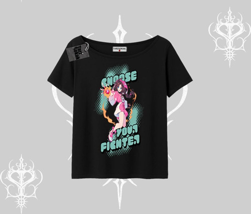 Kayık Yaka Tshirt Oversize Anime Kız Desenli Japon Stil